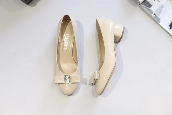 Ferragamo Shallow mouth Block heel Shoes Women--007